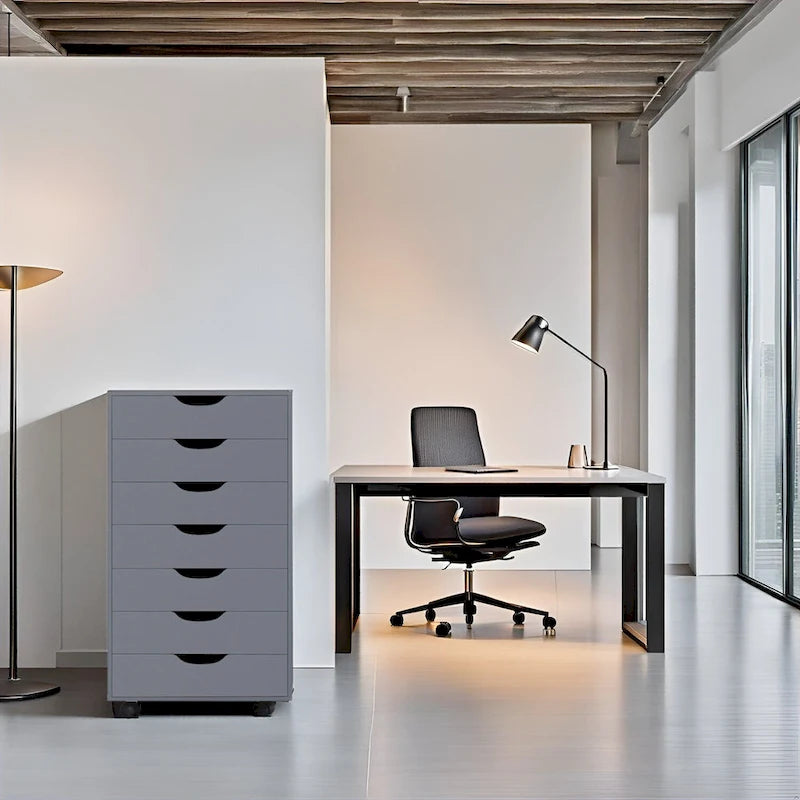 Meuble de rangement de bureau roulant à 7 tiroirs, unité de classement mobile avec roulettes pivotantes, rangement pour loisirs créatifs pour la maison et le bureau