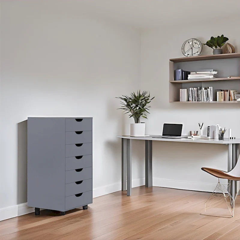 Meuble de rangement de bureau roulant à 7 tiroirs, unité de classement mobile avec roulettes pivotantes, rangement pour loisirs créatifs pour la maison et le bureau