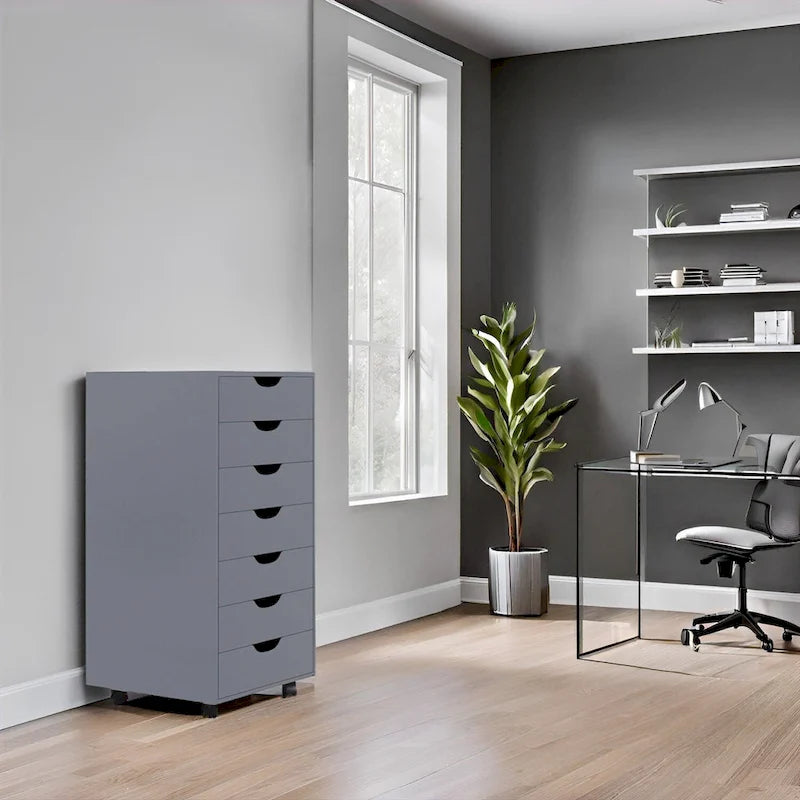 Meuble de rangement de bureau roulant à 7 tiroirs, unité de classement mobile avec roulettes pivotantes, rangement pour loisirs créatifs pour la maison et le bureau