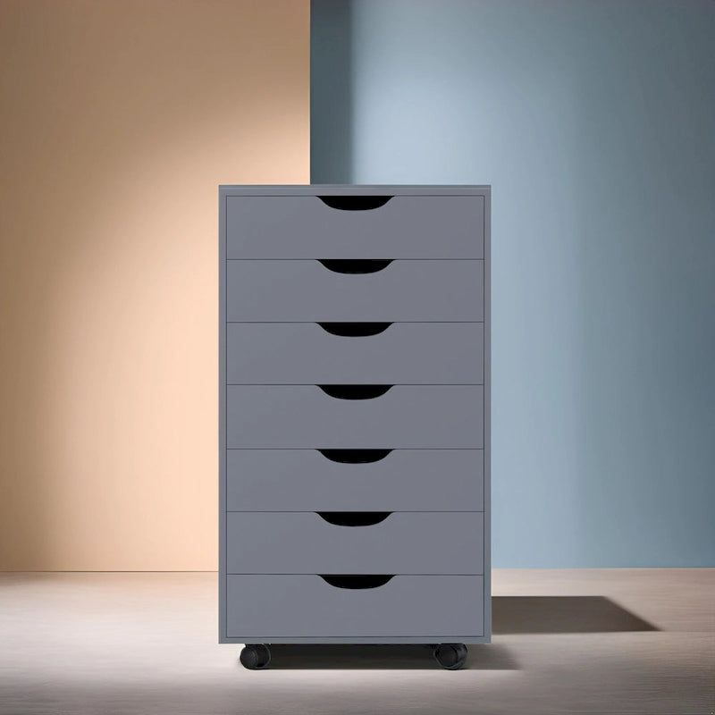Meuble de rangement de bureau roulant à 7 tiroirs, unité de classement mobile avec roulettes pivotantes, rangement pour loisirs créatifs pour la maison et le bureau
