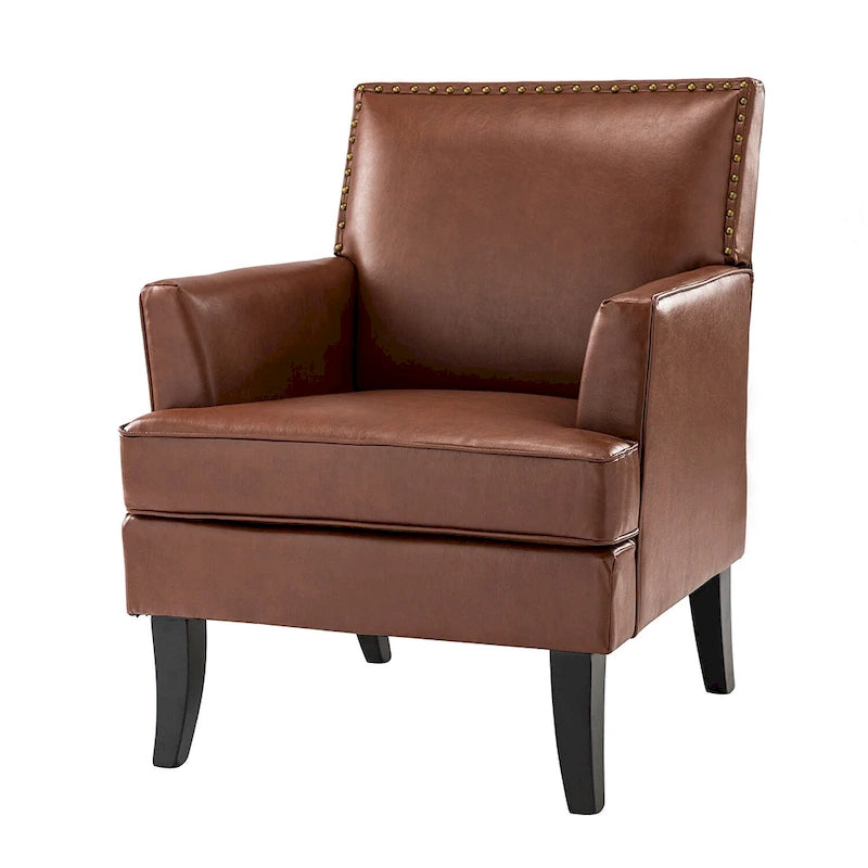 Fauteuil d'appoint contemporain et classique en polyester avec pieds en bois massif