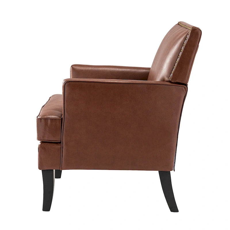 Fauteuil d'appoint contemporain et classique en polyester avec pieds en bois massif