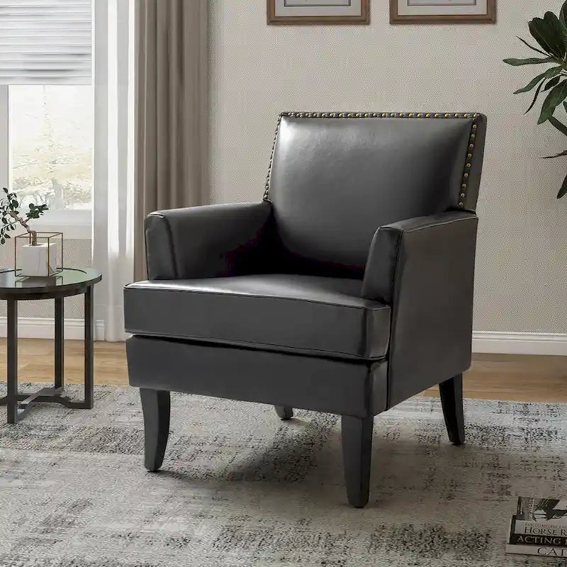 Fauteuil d'appoint contemporain et classique en polyester avec pieds en bois massif