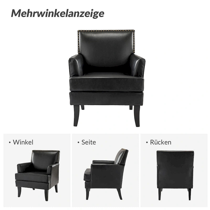 Fauteuil d'appoint contemporain et classique en polyester avec pieds en bois massif