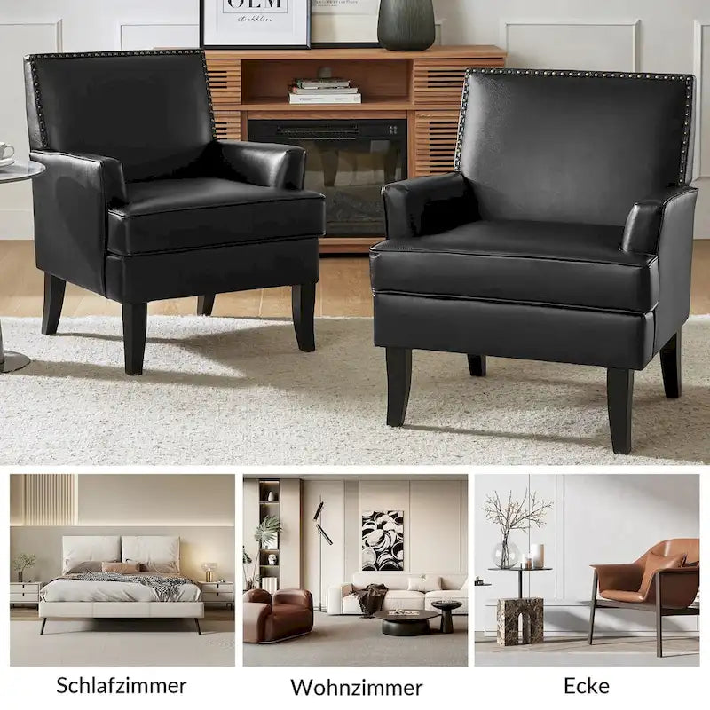 Fauteuil d'appoint contemporain et classique en polyester avec pieds en bois massif