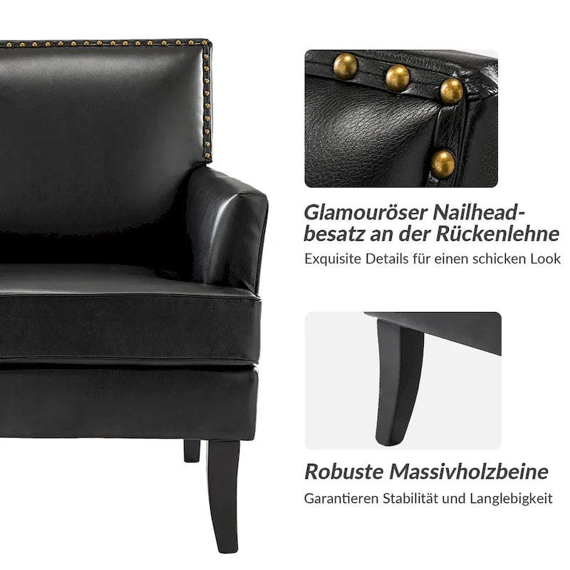 Fauteuil d'appoint contemporain et classique en polyester avec pieds en bois massif