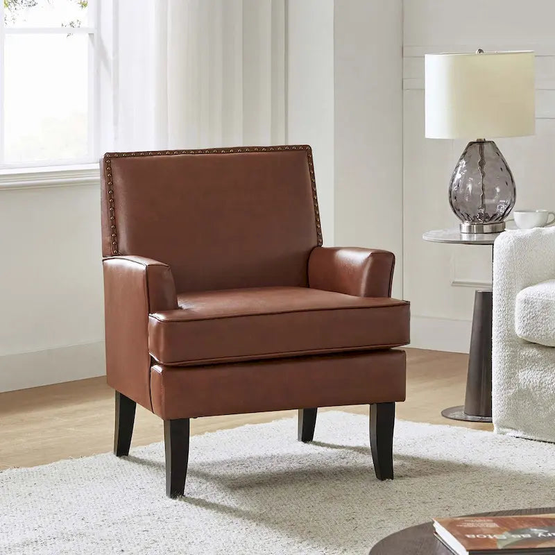 Fauteuil d'appoint contemporain et classique en polyester avec pieds en bois massif