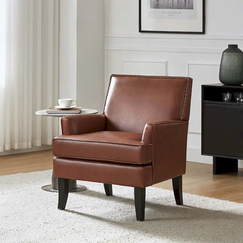 Fauteuil d'appoint contemporain et classique en polyester avec pieds en bois massif