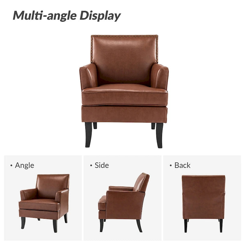 Fauteuil d'appoint contemporain et classique en polyester avec pieds en bois massif