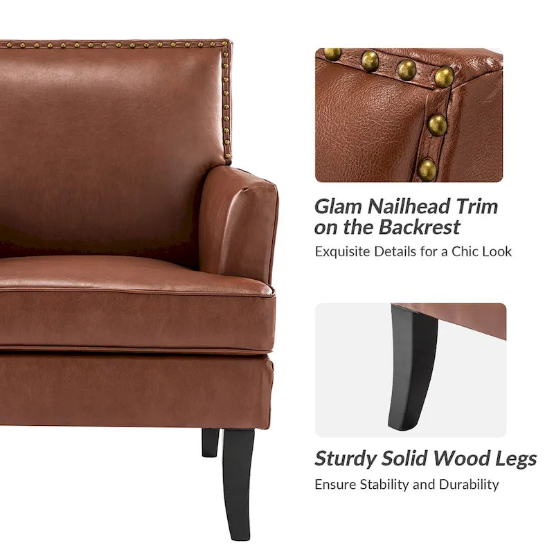 Fauteuil d'appoint contemporain et classique en polyester avec pieds en bois massif