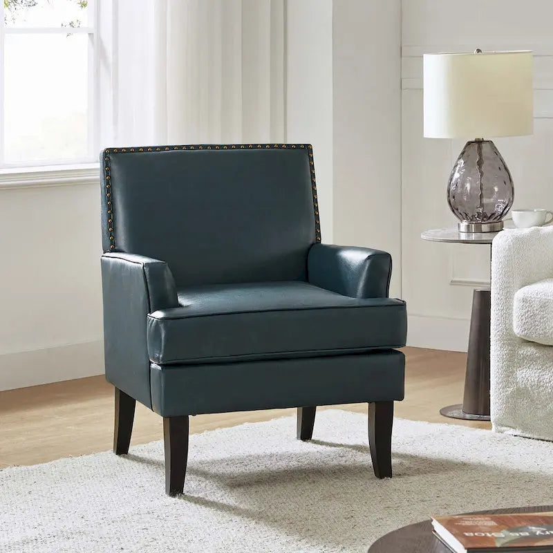 Fauteuil d'appoint contemporain et classique en polyester avec pieds en bois massif