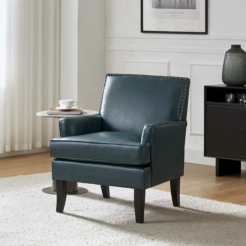 Fauteuil d'appoint contemporain et classique en polyester avec pieds en bois massif