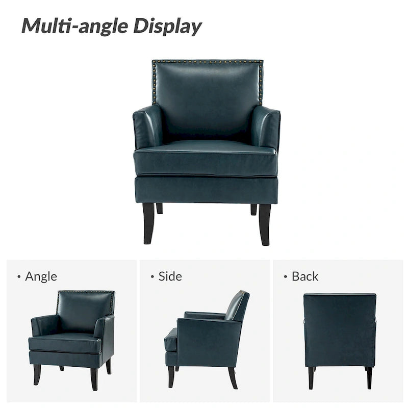 Fauteuil d'appoint contemporain et classique en polyester avec pieds en bois massif