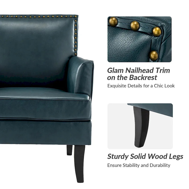 Fauteuil d'appoint contemporain et classique en polyester avec pieds en bois massif