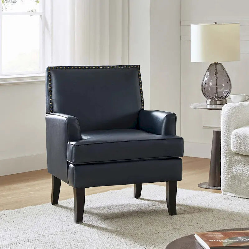 Fauteuil d'appoint contemporain et classique en polyester avec pieds en bois massif