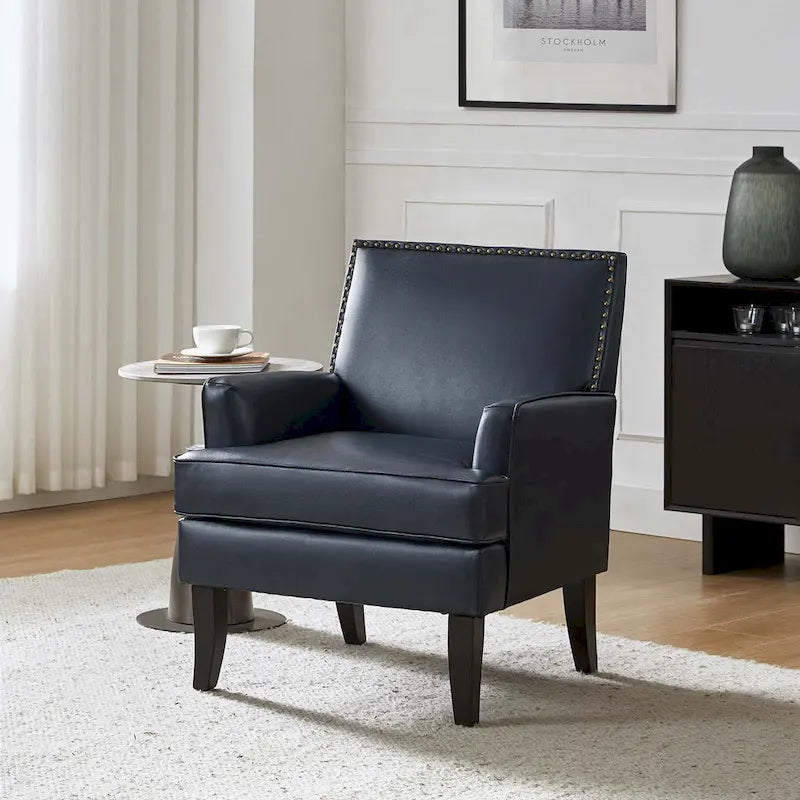 Fauteuil d'appoint contemporain et classique en polyester avec pieds en bois massif