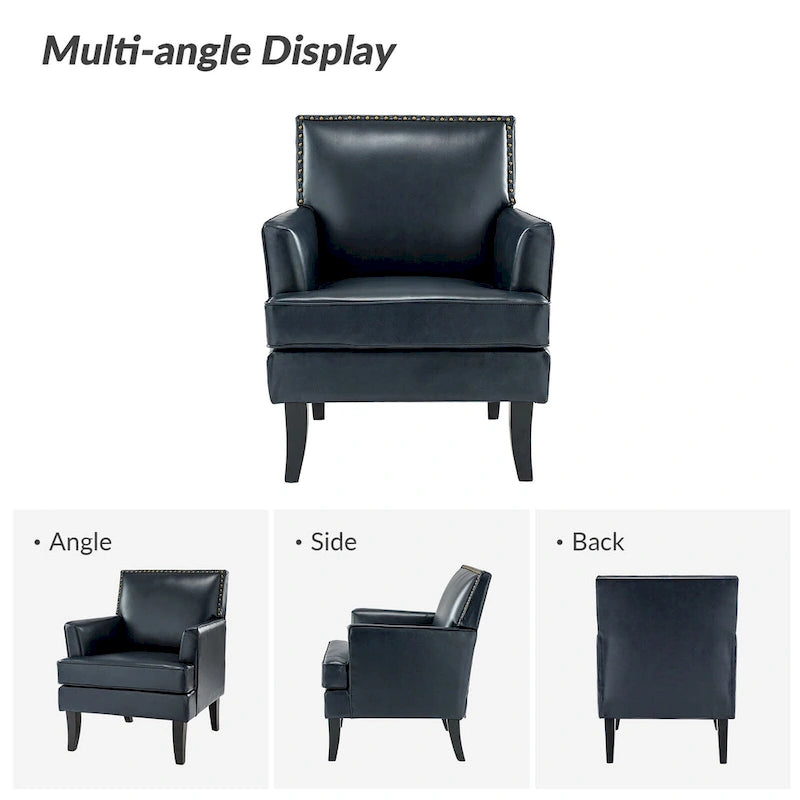 Fauteuil d'appoint contemporain et classique en polyester avec pieds en bois massif
