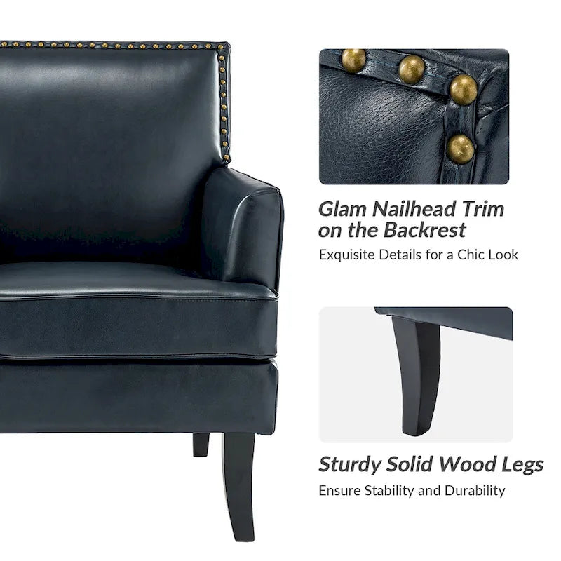Fauteuil d'appoint contemporain et classique en polyester avec pieds en bois massif