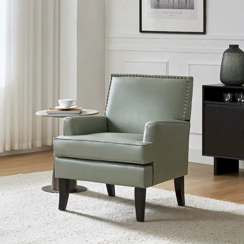 Fauteuil d'appoint contemporain et classique en polyester avec pieds en bois massif
