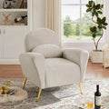 Fauteuil lounge, fauteuil rembourré confortable avec dossiers et cadre en métal doré, adapté au salon.