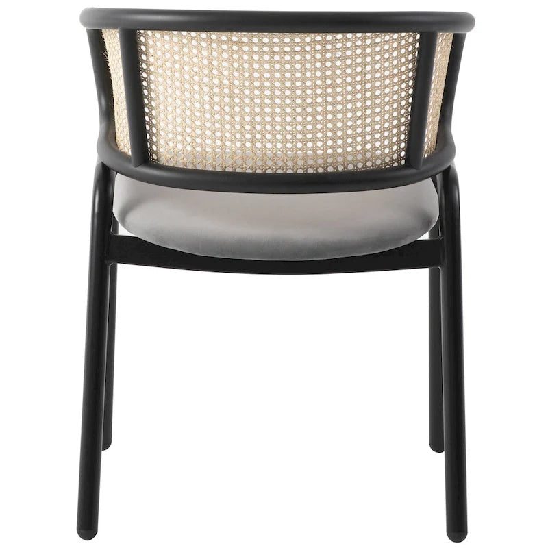 Chaise de salle à manger moderne à dossier en osier avec siège en velours rembourré, fauteuil pour salle à manger et cuisine, lot de 4 - 29.9