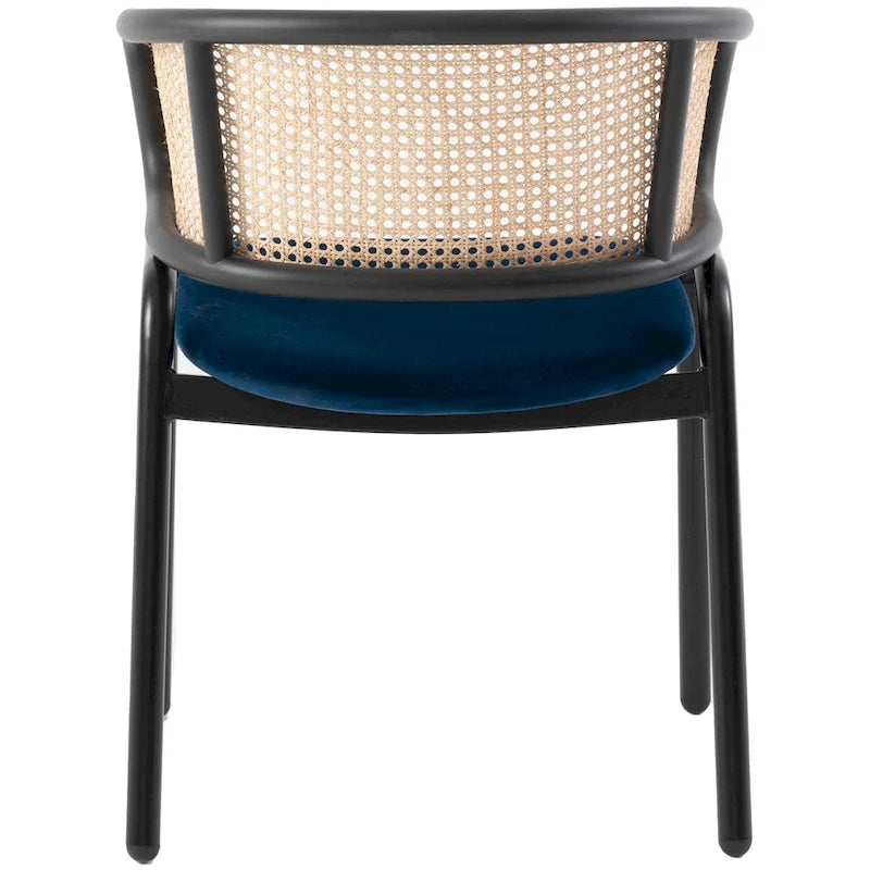 Chaise de salle à manger moderne à dossier en osier avec siège en velours rembourré, fauteuil pour salle à manger et cuisine, lot de 4 - 29.9