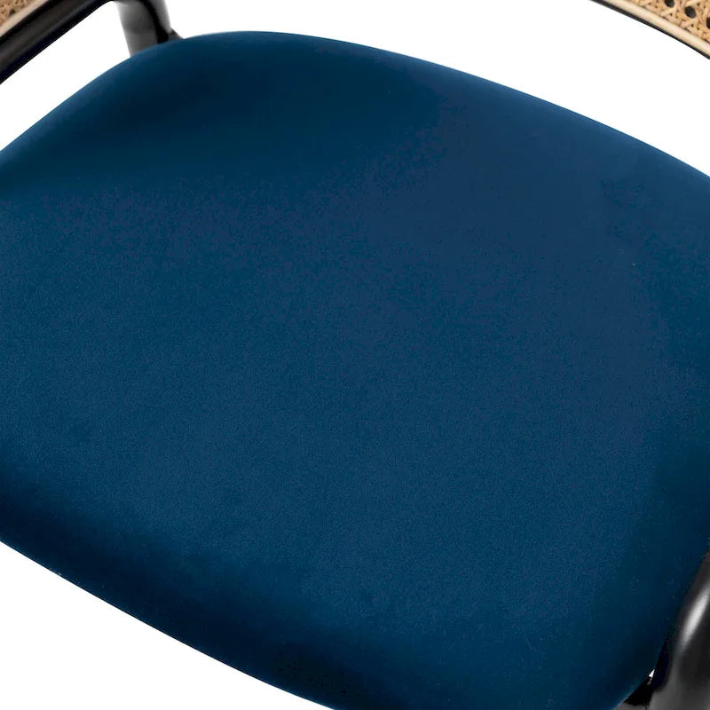 Chaise de salle à manger moderne à dossier en osier avec siège en velours rembourré, fauteuil pour salle à manger et cuisine, lot de 4 - 29.9