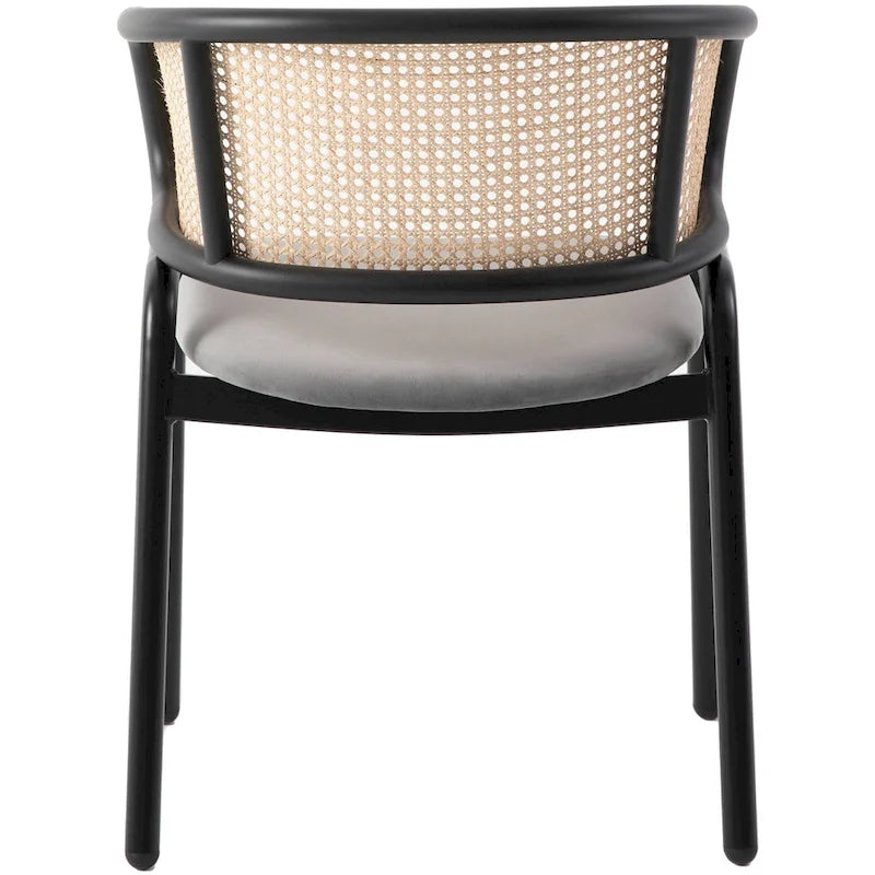 Chaise de salle à manger moderne à dossier en osier avec siège en velours rembourré, fauteuil pour salle à manger et cuisine, lot de 4 - 29.9