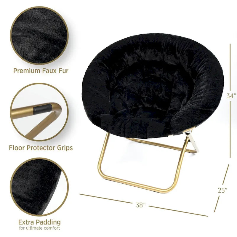 Fauteuil soucoupe douillet extra-large en fausse fourrure