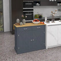 Îlot de Cuisine Roulant avec Bar de Petit-Déjeuner Pliant en Bois, Chariot de Cuisine de Ferme avec 2 Tiroirs, Gris Foncé