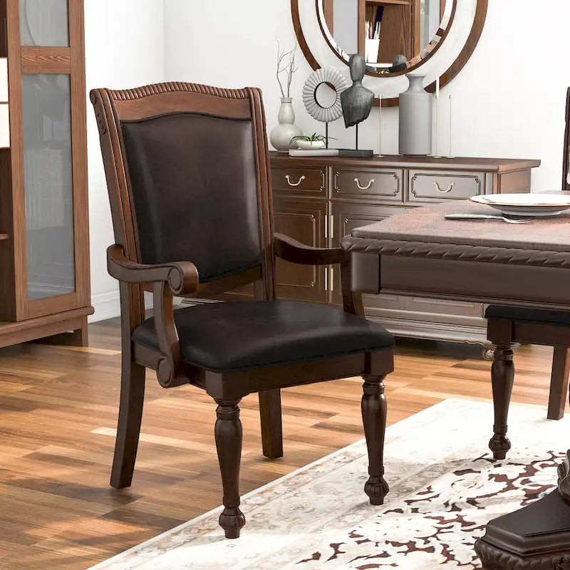 Tima Traditional Faux Leather Dining Arm Chairs (Set of 2) by Furniture of America