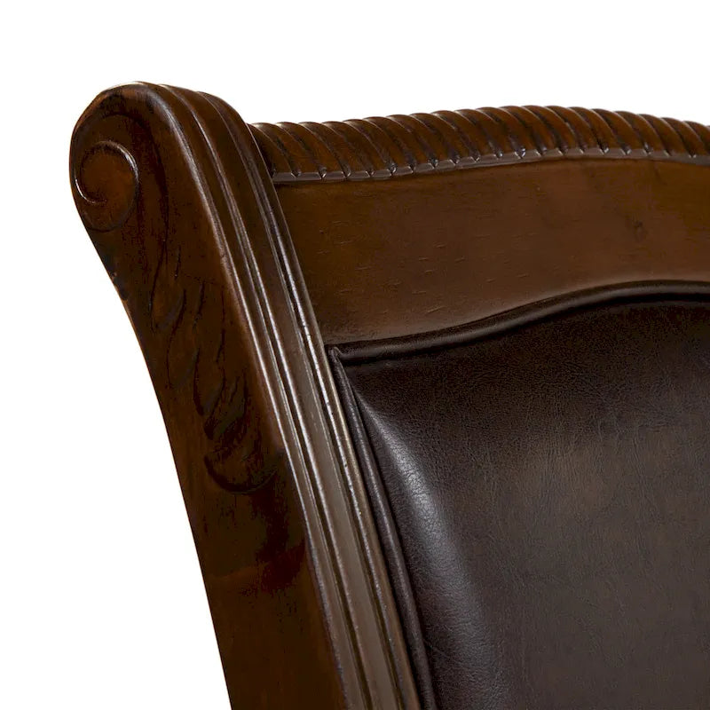 Chaises de salle à manger traditionnelles en similicuir avec accoudoirs (lot de 2)