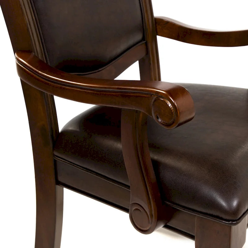 Chaises de salle à manger traditionnelles en similicuir avec accoudoirs (lot de 2)