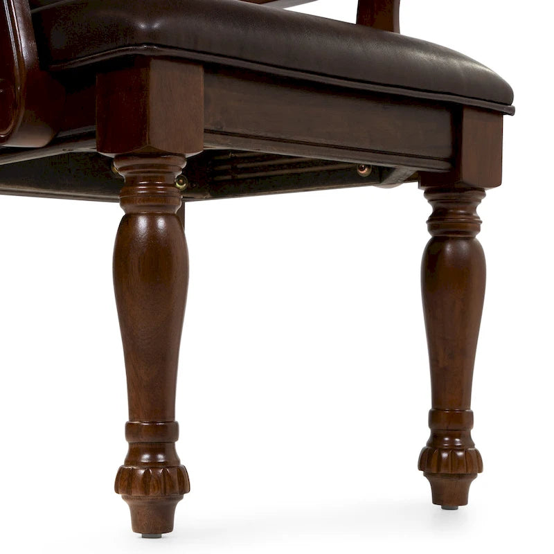 Chaises de salle à manger traditionnelles en similicuir avec accoudoirs (lot de 2)