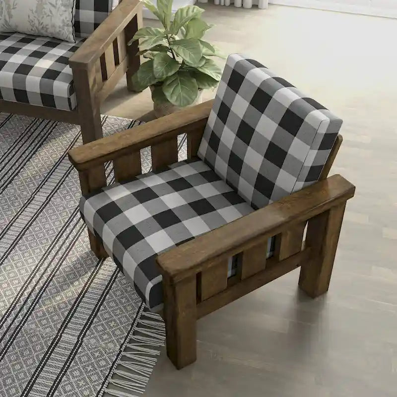 Chaise d'appoint rembourrée en tissu de lin Chêne rustique
