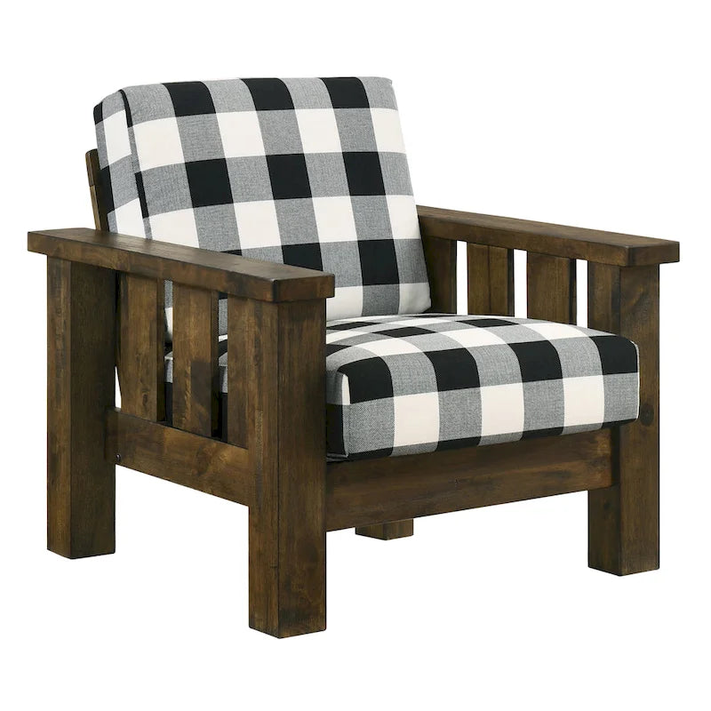Chaise d'appoint rembourrée en tissu de lin Chêne rustique