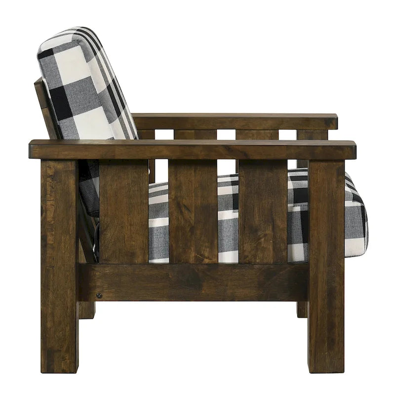 Chaise d'appoint rembourrée en tissu de lin Chêne rustique