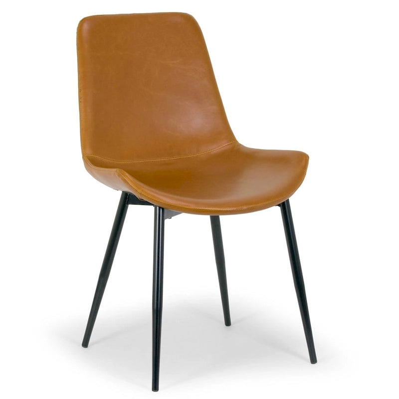 Chaise de salle à manger moderne en similicuir marron caramel (Lot de 2)