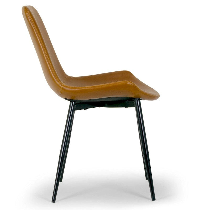 Chaise de salle à manger moderne en similicuir marron caramel (Lot de 2)