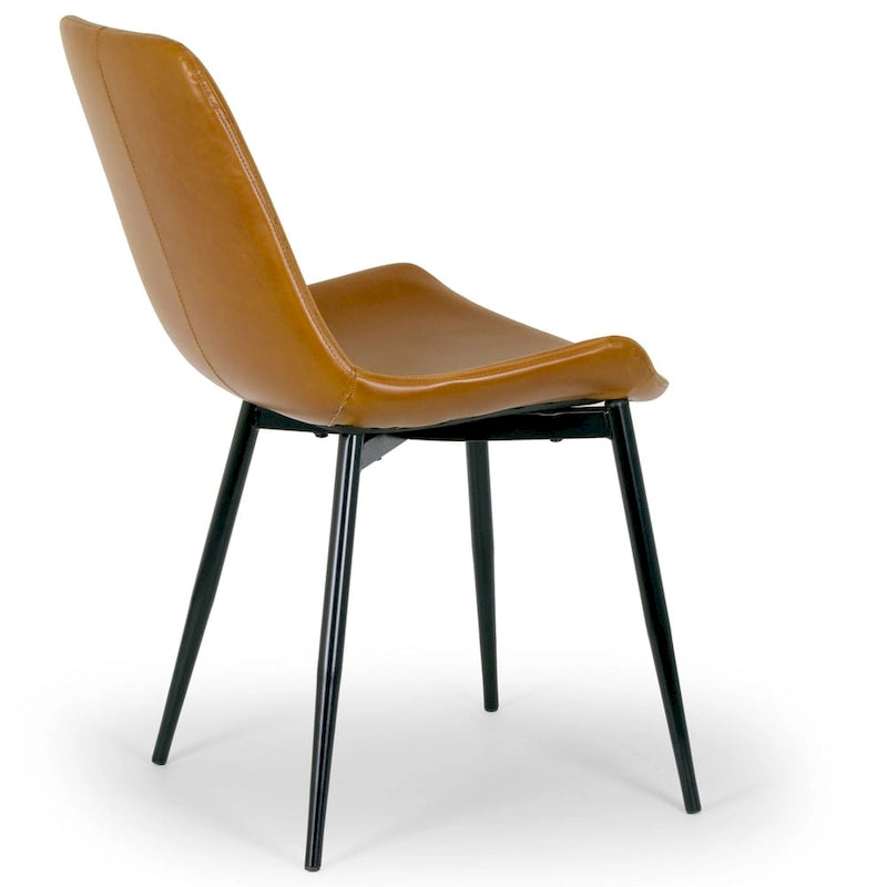 Chaise de salle à manger moderne en similicuir marron caramel (Lot de 2)
