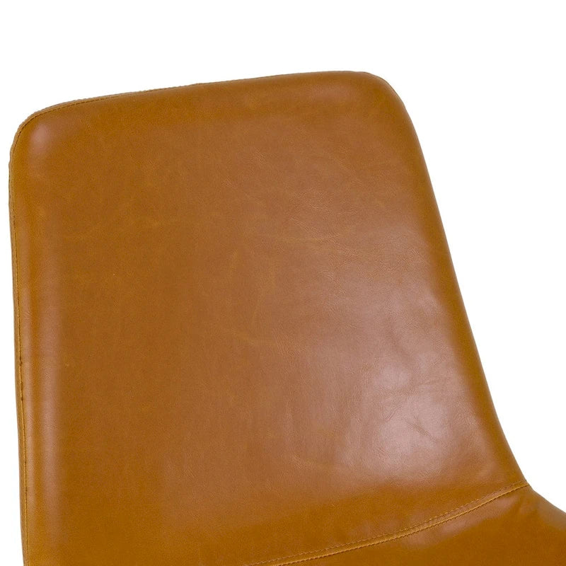 Chaise de salle à manger moderne en similicuir marron caramel (Lot de 2)
