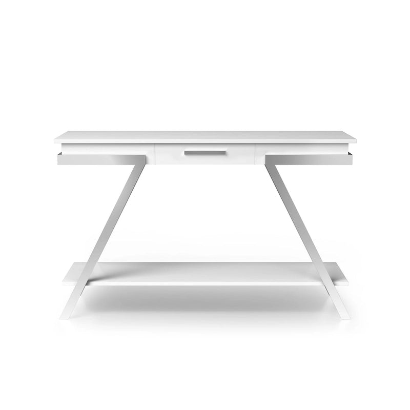 Console moderne blanche en acier de 48 pouces avec 1 tiroir et étagère