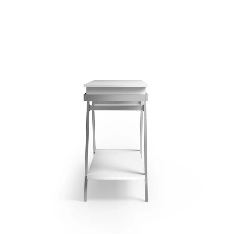 Console moderne blanche en acier de 48 pouces avec 1 tiroir et étagère