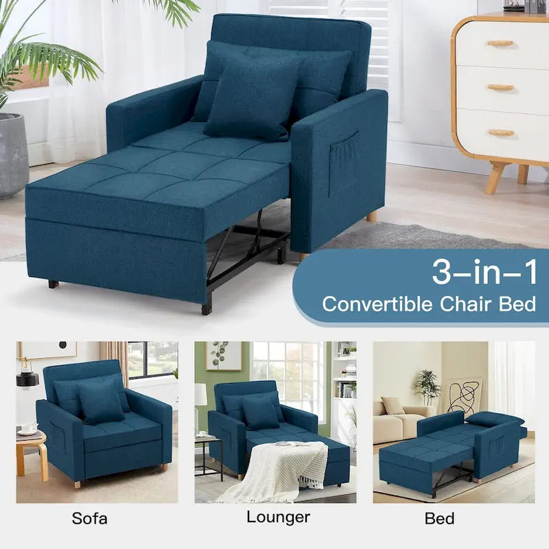 Canapé Convertible 3 en 1 Lit et Fauteuil Réglable