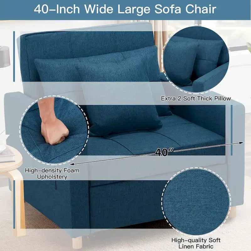Canapé Convertible 3 en 1 Lit et Fauteuil Réglable