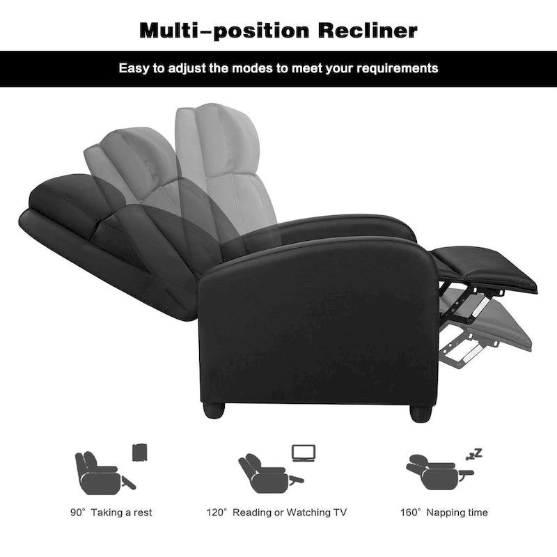 Fauteuil inclinable de massage en similicuir PU pour cinéma maison avec siège rembourré