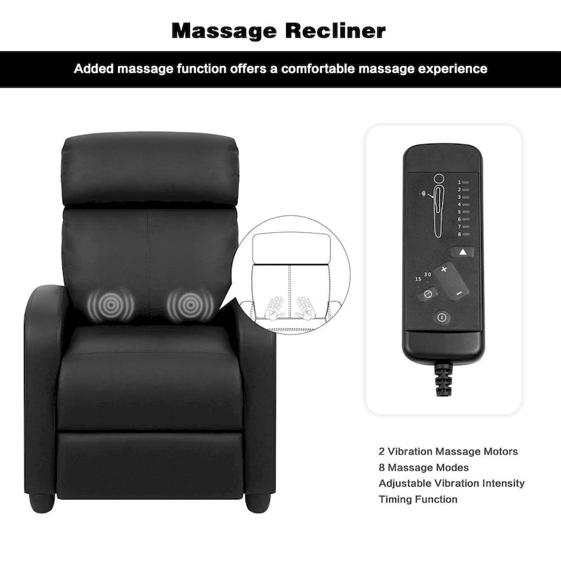 Fauteuil inclinable de massage en similicuir PU pour cinéma maison avec siège rembourré