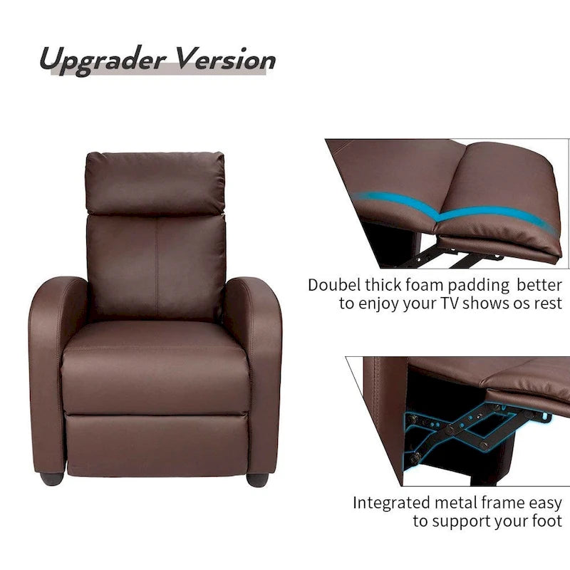Fauteuil inclinable de massage en similicuir PU pour cinéma maison avec siège rembourré