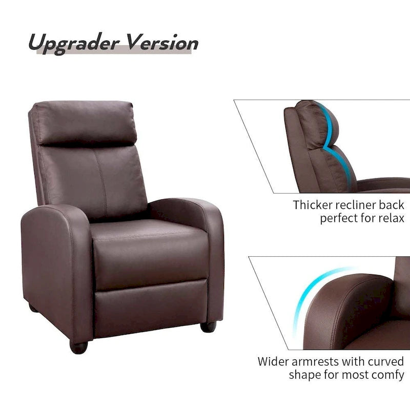 Fauteuil inclinable de massage en similicuir PU pour cinéma maison avec siège rembourré
