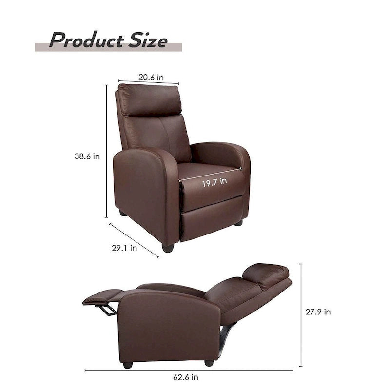 Fauteuil inclinable de massage en similicuir PU pour cinéma maison avec siège rembourré